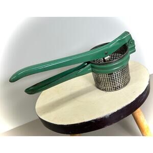 MCM Green Enamel Ricer-Masher VTG baby food processor - Kitchen Decor, Prepping